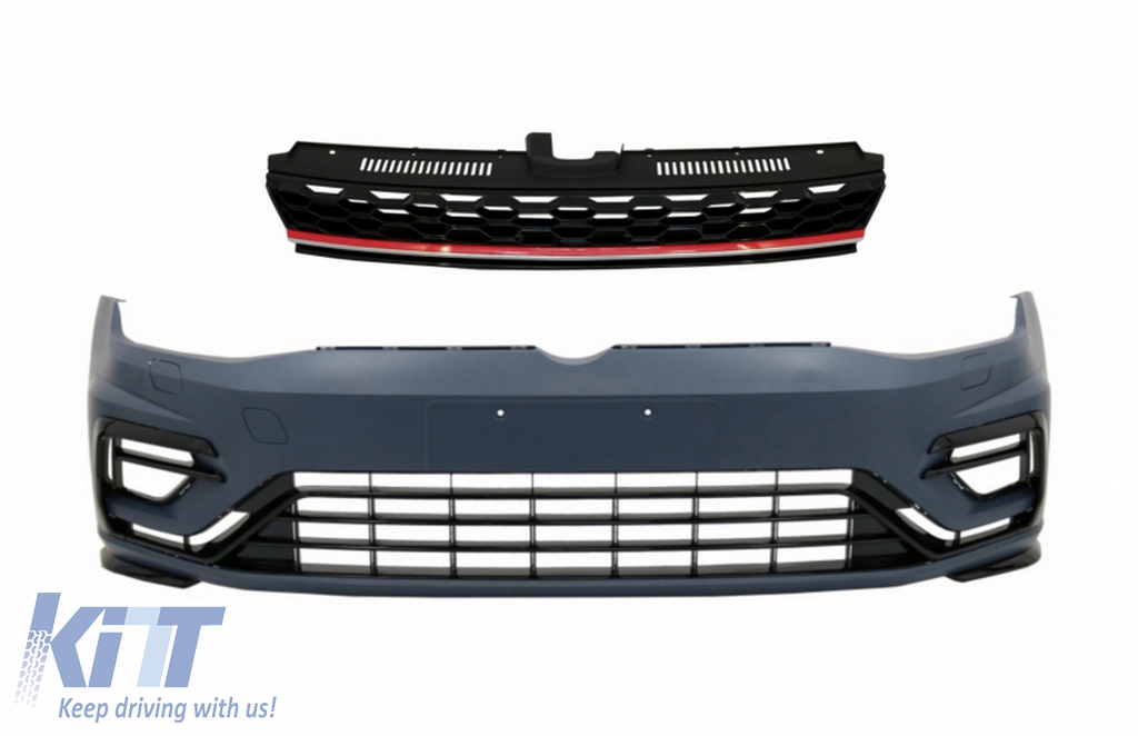 Front Bumper With Central Badgeless Grille Suitable For Vw Golf