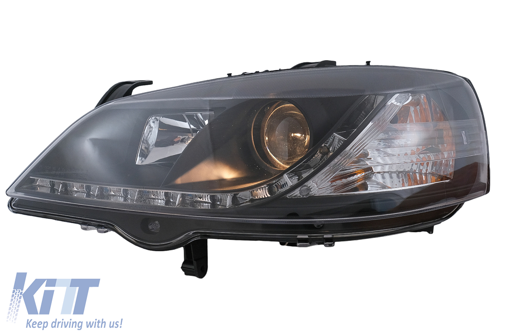 Led Drl Headlights Suitable For Opel Astra G Black