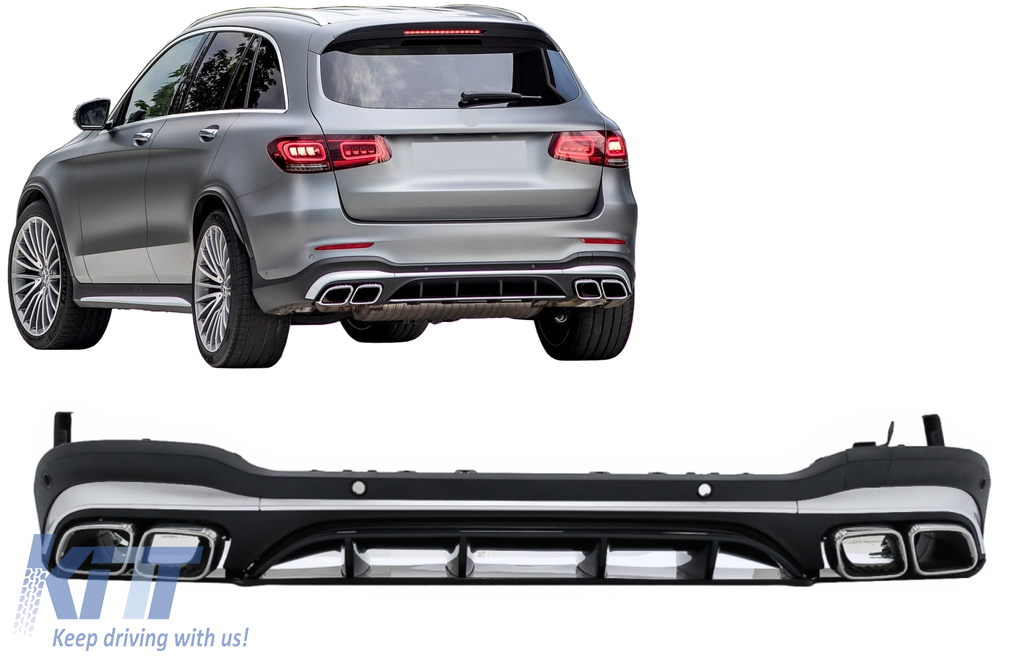 Rear Diffuser With Silver Exhaust Muffler Tips Suitable For Mercedes