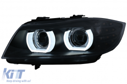 3D Angel Eyes LED DRL Xeno Fari per BMW 3 E90 E91 LCI 2008-2011 Nero-image-6089260