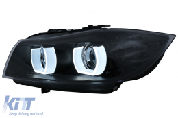 3D Angel Eyes LED DRL Xeno Fari per BMW 3 E90 E91 LCI 2008-2011 Nero-image-6089262