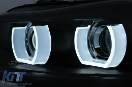 3D Angel Eyes LED DRL Xeno Fari per BMW 3 E90 E91 LCI 2008-2011 Nero-image-6089263