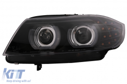 3D Angel Eyes LED DRL Xeno Fari per BMW 3 E90 E91 LCI 2008-2011 Nero-image-6089271