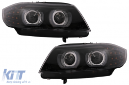 3D Angel Eyes LED DRL Xeno Fari per BMW 3 E90 E91 LCI 2008-2011 Nero-image-6089272