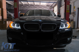 3D Angel Eyes LED DRL Xeno Fari per BMW 3 E90 E91 LCI 2008-2011 Nero-image-6099732