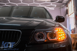 3D Angel Eyes LED DRL Xenon Scheinwerfer für BMW 3 E90 E91 LCI 2008-2011 Schwarz-image-6099731