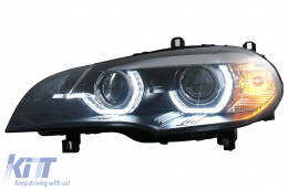 3D dupla Angel Eyes LED DRL Xenon fényszórók BMW X5 E70 (2007-2010) modellekhez, Fekete-image-6074946