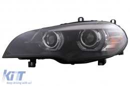 3D dupla Angel Eyes LED DRL Xenon fényszórók BMW X5 E70 (2007-2010) modellekhez, Fekete-image-6074953