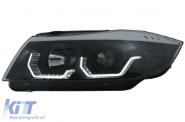 3D LED Angel Eyes Headlights suitable for BMW 3 Series E90 Limousine E91 Touring (03.2005-08.2008) LHD Black-image-6078888