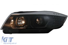 3D LED Angel Eyes Headlights suitable for BMW 3 Series E90 Limousine E91 Touring (03.2005-08.2008) LHD Black-image-6078894