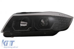 3D LED Angel Eyes Headlights suitable for BMW 3 Series E90 Limousine E91 Touring (03.2005-08.2008) LHD Black-image-6078901