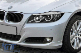 3D LED Angel Eyes Headlights suitable for BMW 3 Series E90 Limousine E91 Touring (03.2005-08.2008) LHD Black-image-6078910