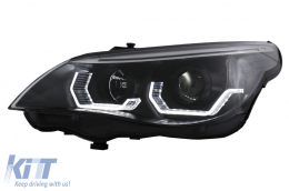 3D LED Angel Eyes Headlights suitable for BMW 5 Series E60 E61 (2003-2007) LCI Design-image-6103711