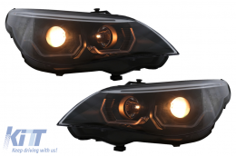 3D LED Angel Eyes Headlights suitable for BMW 5 Series E60 E61 (2003-2007) LCI Design-image-6103717