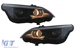 3D LED Angel Eyes Headlights suitable for BMW 5 Series E60 E61 (2003-2007) LCI Design-image-6103720