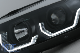 3D LED Angel Eyes Фарове подходящи за BMW 3 Series E90 Лимузина E91 Touring (03.2005-08.2008) LHD Черен-image-6078889