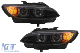 Ксенон Фарове 3D LED Angel Eyes подходящи за BMW 3 Series E92 E93 (2006-2010) U-тип Черен-image-6099645