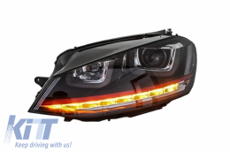 Фарове 3D LED DRL подходящи за VW Golf 7 VII (2012-2017) RED R20 TFSI Look LED Flowing Въртящи се светлини-image-6004301