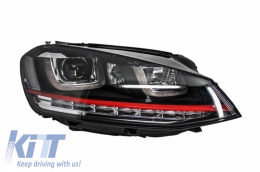 Сглобяеми Фарове 3D LED FLOWING Динамичен Sequential Turn Light RHD с Решетка , подходящи за VW Golf 7 VII (2012-2017) RED R20 TFSI Look-image-6048421