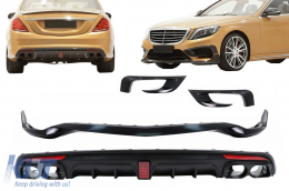 Aero Body Kit Bumper Lip and Air Diffuser suitable for Mercedes S-Class W222 S63 S65 (2013-06.2017) - CBMBW222S450F