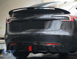 Aero Body Kit Extension suitable for Tesla Model 3 (2023-up) Bumper Lip Air Diffuser Piano Black-image-6111103