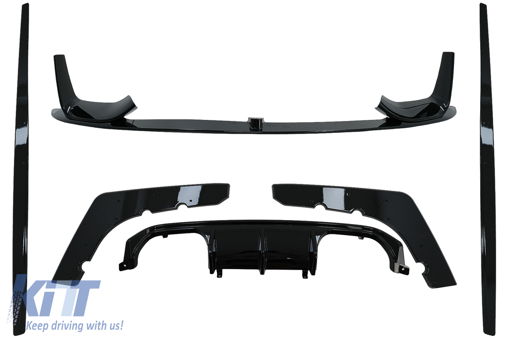 Aero Body Kit Front Bumper Lip and Air Diffuser suitable for BMW F80 M3  Sedan F82 M4 Coupe (2014-2019) M Sport Design Piano Black 