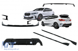 Aero Body Kit Предна Броня Липна и въздушен дифузьор подходящ за BMW 1 Series F40 M Sport (2019-Up) Piano Black-image-6095792