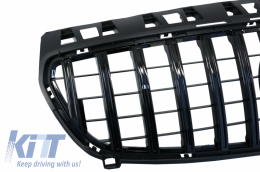 Air Diffuser with Exhaust Muffler Tips and GT-R Panamericana Grille All Black for Mercedes A-Class W176 (2012-08.2015) Sport Pack-image-6044856