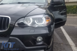 Ксенон Фарове Angel Eyes 3D Dual Halo джанти LED DRL подходящи за BMW X5 E70 (2007-2010) Черен-image-6074961