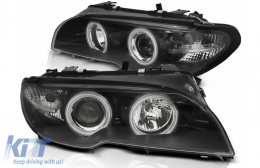 Angel Eyes CCFL Headlights suitable for BMW 3 Series E46 Coupe Cabrio (04.2003-2006) Black-image-6107156