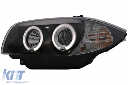 Angel Eyes Fari per BMW Serie 1 E81 E82 E87 E88 2004-2011 Nero-image-6088631