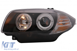 Angel Eyes Fari per BMW Serie 1 E81 E82 E87 E88 2004-2011 Nero-image-6088635