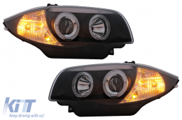 Angel Eyes Fari per BMW Serie 1 E81 E82 E87 E88 2004-2011 Nero-image-6088639