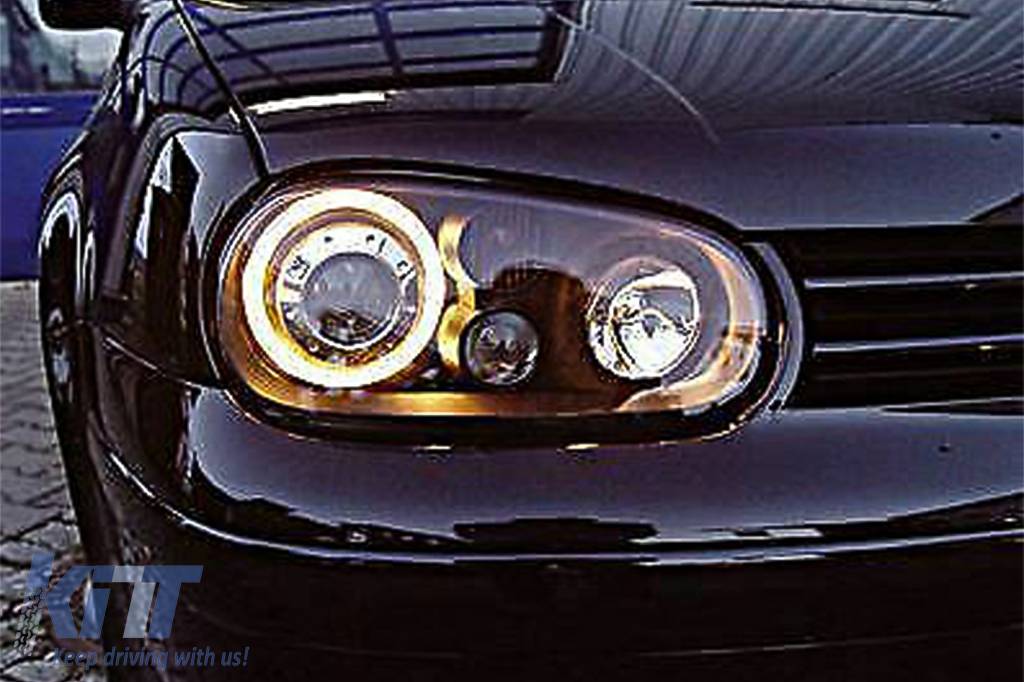 Angel Eyes Scheinwerfer Golf 4 look black front headlight lamps VW  Volkswagen Golf 3
