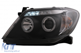 Angel Eyes Headlights Dual Halo Rims suitable for Toyota Hilux (2005-2011) Black-image-6079488