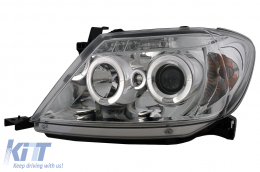 Angel Eyes Headlights Dual Halo Rims suitable for Toyota Hilux (2005-2011) Chrome-image-6095754