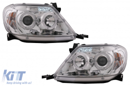 Angel Eyes Headlights Dual Halo Rims suitable for Toyota Hilux (2005-2011) Chrome-image-6095759