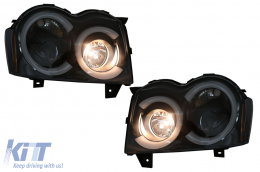 Angel Eyes Headlights LED BAR suitable for Jeep Grand Cherokee WK (2005-2008) Black-image-6090000