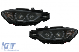 Angel Eyes Headlights LED DRL suitable for BMW 3 Series F30 F31 Sedan Touring (10.2011-05.2015) Black-image-6080424