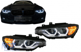 Angel Eyes Headlights LED DRL suitable for BMW 3 Series F30 F31 Sedan Touring (10.2011-05.2015) Black-image-6086550