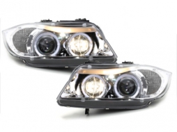 Angel Eyes Headlights per BMW Serie 3 E90 E91 03.2005-08.2008 Cromati-image-59432