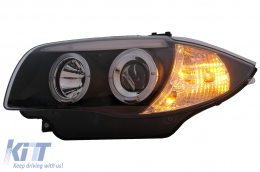 Angel Eyes Headlights suitable for BMW 1 Series E81 E82 E87 E88 (2004-2011) Black-image-6088638