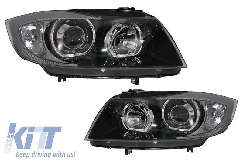 3D Angel Eyes LED DRL Xenon Headlights suitable for BMW 3 Series