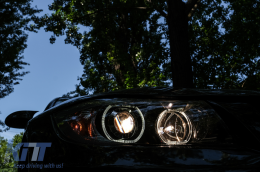 Angel Eyes Headlights suitable for BMW 3 Series E90 Sedan E91 Touring (03.2005-2011) Black-image-6093676