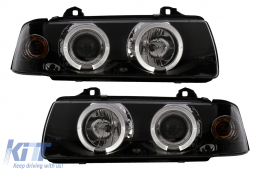 Angel Eyes Headlights suitable for BMW 3 Series E36 Coupe Cabrio (1991-08.1999) Black-image-6104555