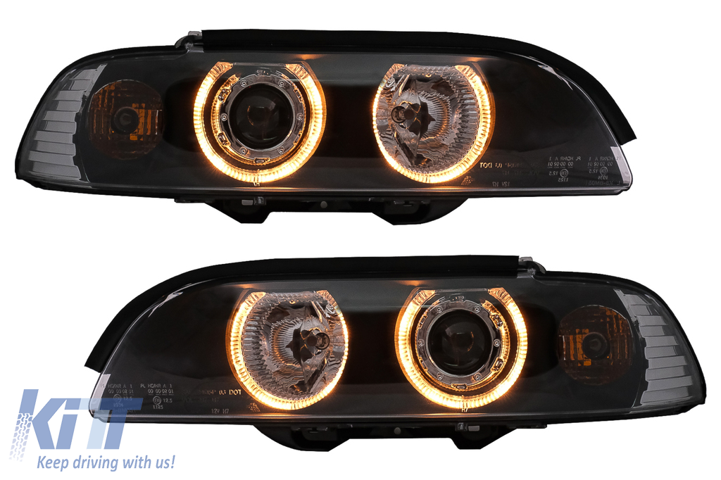 Angel Eyes Headlights suitable for BMW 5 Series E39 (1995-2000) Black