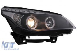 Angel Eyes Headlights suitable for BMW 5 Series E60 E61 (2004-2007) DAYLINE LED Black-image-6089567