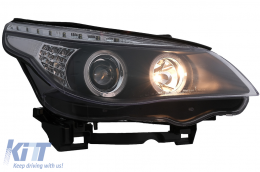 Angel Eyes Headlights suitable for BMW 5 Series E60 E61 (2004-2007) DAYLINE LED Black-image-6089570