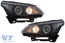 Angel Eyes Headlights suitable for BMW 5 Series E60 E61 (2004-2007) DAYLINE LED Black-image-6089571