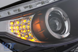 Angel Eyes Headlights suitable for BMW 5 Series E60 E61 (2004-2007) DAYLINE LED Black-image-6089575